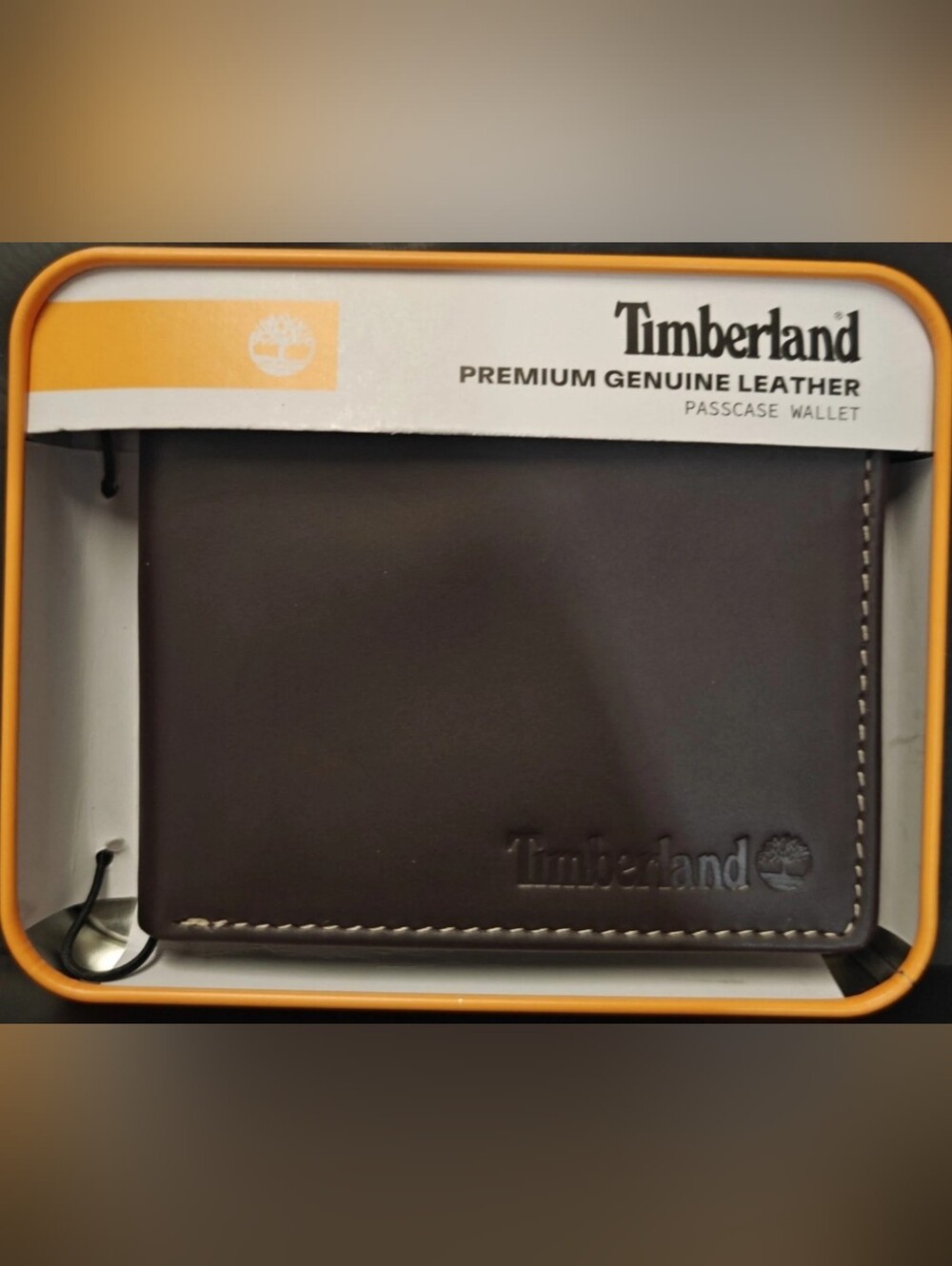 Timberland Men's Leather Wallet with Attached Flip Pocket - Brown Hunter